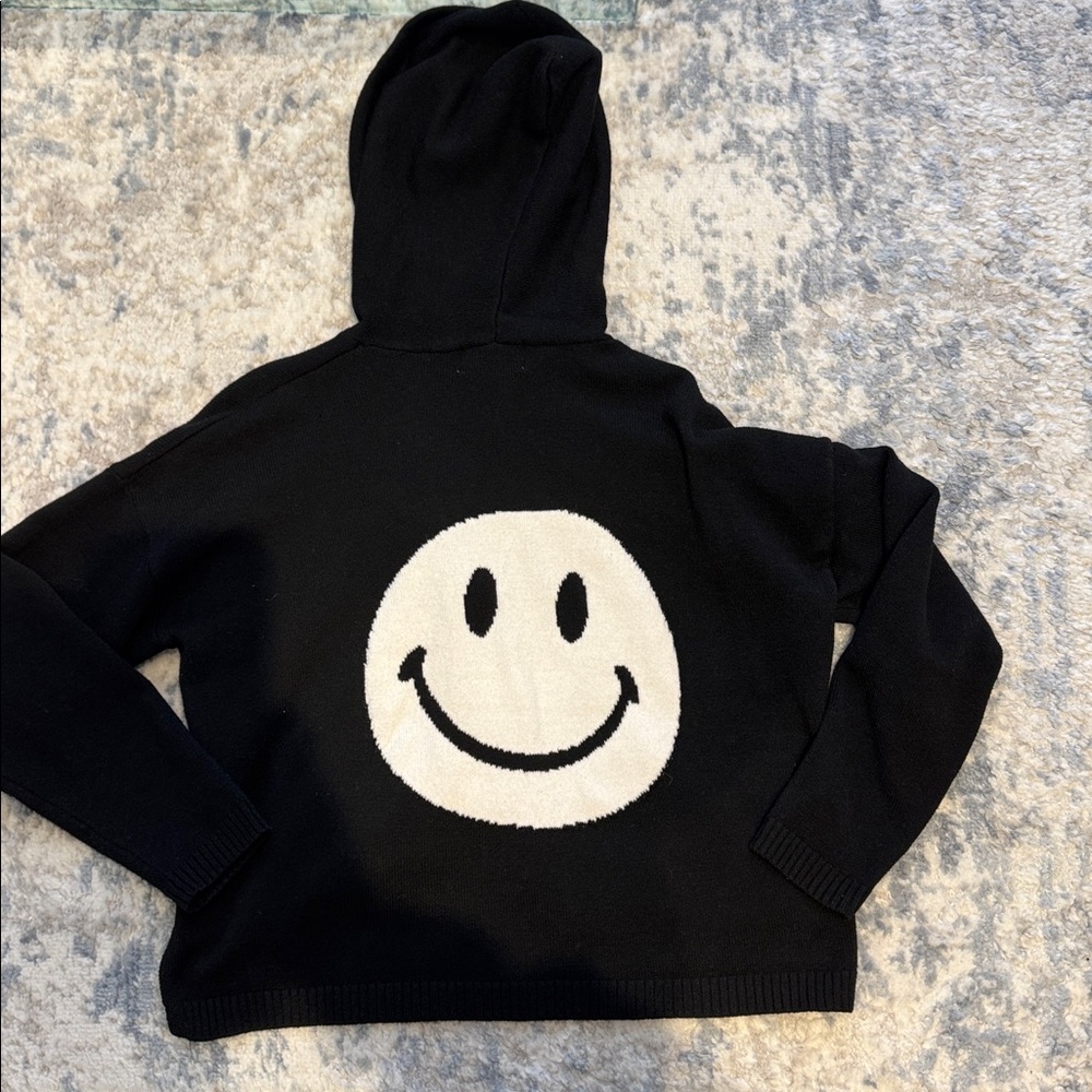 Six/fifty cropped smiley face black sweater